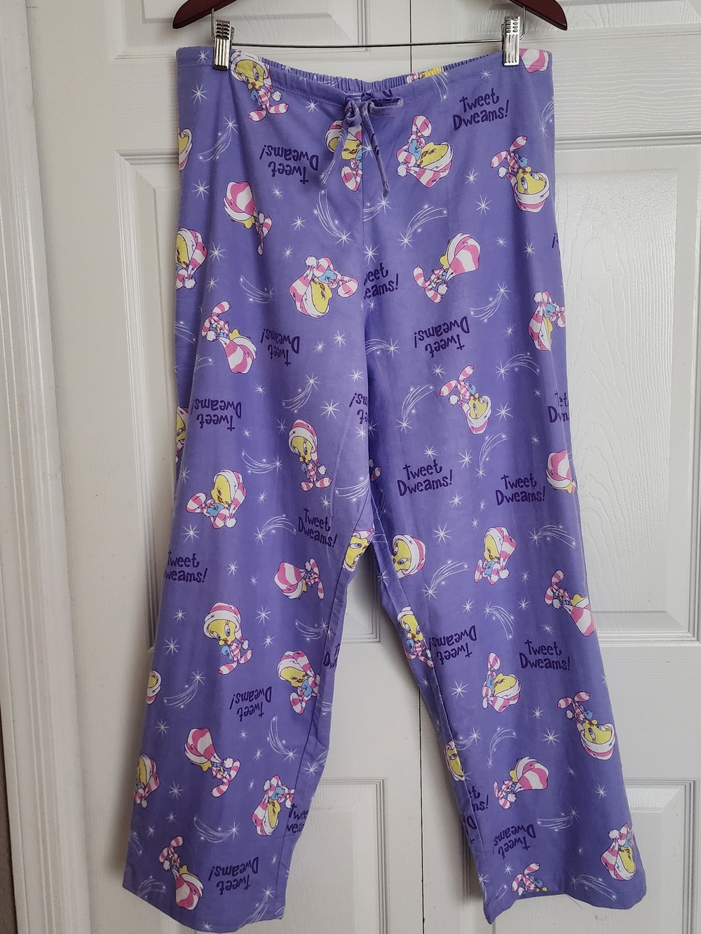 Vintage Y2K Warner Bros Tweety Bird Purple Pajama Lounge Pants 'Tweet Dreams', L